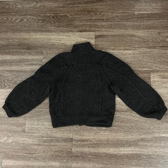 Tory Burch Jillian Wool Chunky Sweater Cardigan Charcoal Gray Sz XS Button Front - Picture 6 of 16